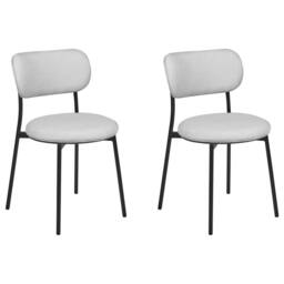 Wyld and Coco Set of 2 Grey Polyester Armless Dining Chairs with Metal Legs - thumbnail 2