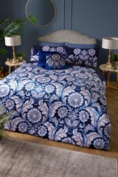 Laurence Llewelyn-Bowen 'Romilly' Floral Jacquard Duvet Cover Set in Blue - Size: King - thumbnail 4
