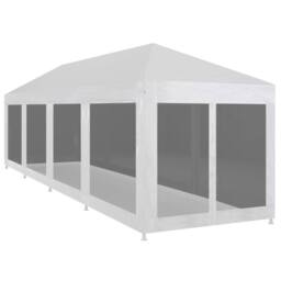 Berkfield Home Party Tent with 10 Mesh Sidewalls 12x3 m in White - thumbnail 2