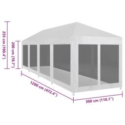 Berkfield Home Party Tent with 10 Mesh Sidewalls 12x3 m in White - thumbnail 6