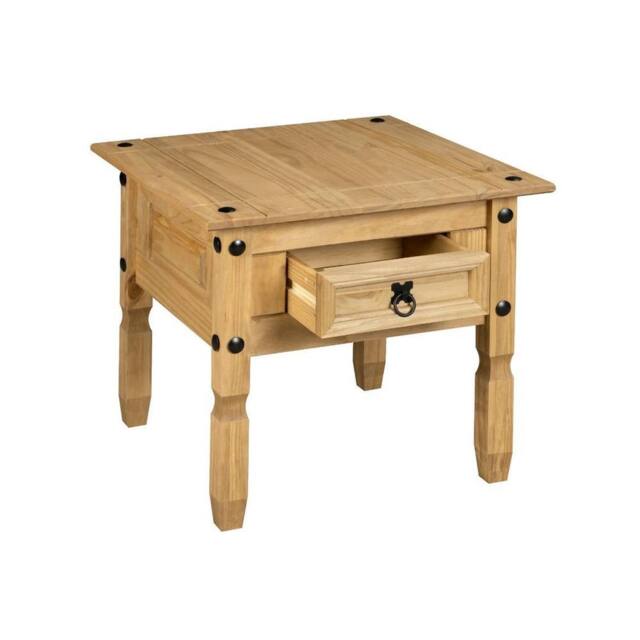 Hinsinc 1 Drawer Mexican Pine Rustic Lamp Table in Brown - Size: 0.6m2 - image 1