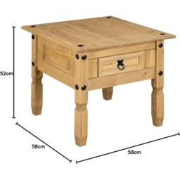 Hinsinc 1 Drawer Mexican Pine Rustic Lamp Table in Brown - Size: 0.6m2 - thumbnail 2