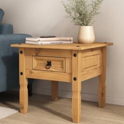 Hinsinc 1 Drawer Mexican Pine Rustic Lamp Table in Brown - Size: 0.6m2 - thumbnail 4