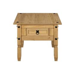Hinsinc 1 Drawer Mexican Pine Rustic Lamp Table in Brown - Size: 0.6m2 - thumbnail 3