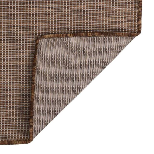 Berkfield Home Outdoor Flatweave Rug 140x200 cm Brown - Size: 100 cm diameter - image 1