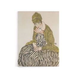"Artery8 Egon Schiele Edith With Striped Dress Canvas Wall Art Print - Size: W24"" x H32""" - thumbnail 1