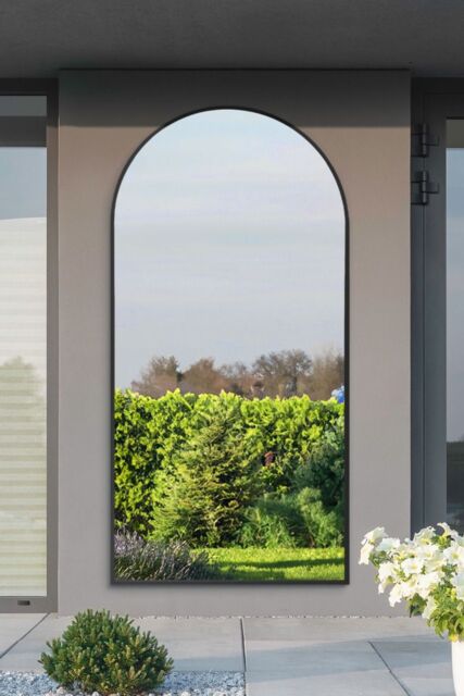 "MirrorOutlet Black Framed Arched Leaner/Wall Garden Mirror 79"" x 39"" (200x100CM) - Size: 1 Pack" - image 1