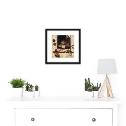 Artery8 Gysbrechts Studio Wall Vanitas Still Life Trompe L'oeil Painting 8X8 Inch Square Wooden Framed Wall Art Print Picture with Mount in Black - thumbnail 2