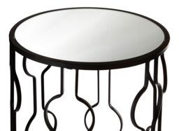 Orsina Set of 2 Black Side Tables With Undulating Frames, Tables With Exotic Circular Design, Mirrored Small Tables - thumbnail 3