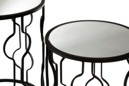 Orsina Set of 2 Black Side Tables With Undulating Frames, Tables With Exotic Circular Design, Mirrored Small Tables - thumbnail 4