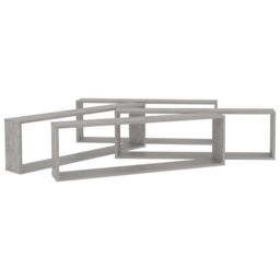 Berkfield Home Wall Cube Shelf 4 pcs Concrete Grey 100x15x30 cm Engineered Wood - Size: 100 x 15 x 30 cm - thumbnail 5
