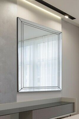 MirrorOutlet Cranbury All Glass Double-Edged Venetian Wall Mirror 144 x 115.5 CM in Silver - Size: 1 Pack - image 1