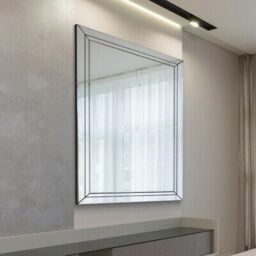 MirrorOutlet Cranbury All Glass Double-Edged Venetian Wall Mirror 144 x 115.5 CM in Silver - Size: 1 Pack - thumbnail 3