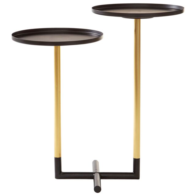Orsina Elegant Duplex Side Table, Versatile Bedside Table For Bedroom, Dual Table Top Side Table For Livingroom in Gold - image 1