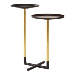 Orsina Elegant Duplex Side Table, Versatile Bedside Table For Bedroom, Dual Table Top Side Table For Livingroom in Gold - thumbnail 4