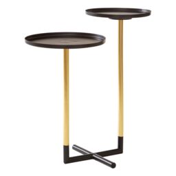Orsina Elegant Duplex Side Table, Versatile Bedside Table For Bedroom, Dual Table Top Side Table For Livingroom in Gold - thumbnail 2