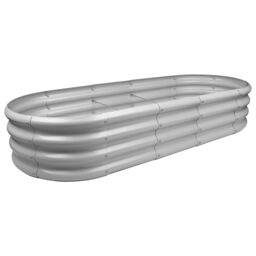 Harbour Housewares Raised Garden Bed - Rounded Bottomless Galvanised Steel Planter 180 x 90cm in Silver - Size: 180 x 90 cm - thumbnail 1