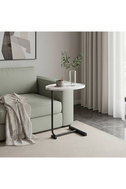 Living and Home Metal Side Table with E1 MDF Tabletop in White - image 1