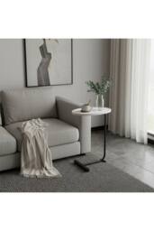 Living and Home Metal Side Table with E1 MDF Tabletop in White - thumbnail 3