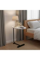 Living and Home Metal Side Table with E1 MDF Tabletop in White - thumbnail 2