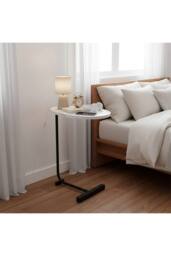 Living and Home Metal Side Table with E1 MDF Tabletop in White - thumbnail 4