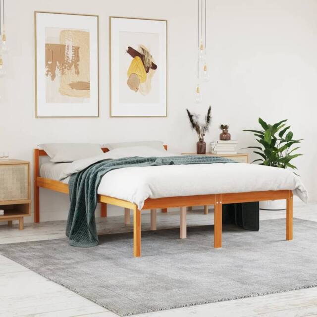 Berkfield Home Senior Bed without Mattress Wax Brown 140x190 cm Solid Wood Pine - image 1