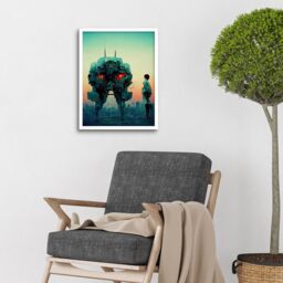 "Artery8 Wall Art Print Mecha Japanese Sci-Fi Anime Art Framed in White - Size: W12"" x H16""" - thumbnail 2