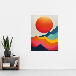 "Artery8 Wall Art Print Abstract Waves Sunset Sun Vibrant Oil Painting Poster - Size: W12"" x H16""" - thumbnail 4