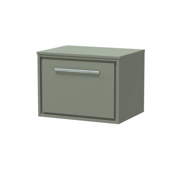 Balterley 600mm Wall Hung Single Drawer Vanity with Worktop - Fern Green - image 1