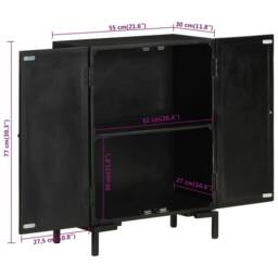 Berkfield Home Sideboard Black 55x30x77 cm Solid Wood Mango & Iron - Size: 55 x 30 x 77 cm - thumbnail 7
