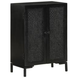 Berkfield Home Sideboard Black 55x30x77 cm Solid Wood Mango & Iron - Size: 55 x 30 x 77 cm - thumbnail 8
