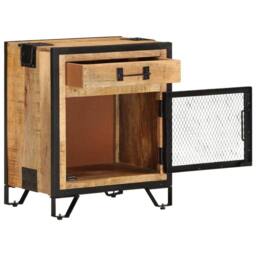 Berkfield Home Beautiful Bedside Cabinet 43x30x51 cm Solid Rough Mango Wood in Brown - Size: 43 x 30 x 51 cm - thumbnail 3
