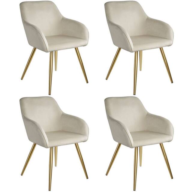 tectake Accent Chair Marilyn Set Of 4 - Cream/Gold in Cream - Size: 4 Pack - image 1