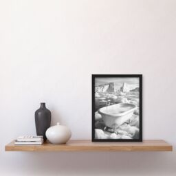 "Artery8 Elegant Bathtub Polar Ice Cap Black White Surreal Framed Art Print - Size: W12"" x H16""" - thumbnail 4
