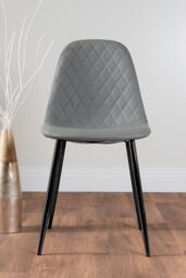 FurnitureboxUK Carson White Marble Effect Square Dining Table & 2 Faux Leather Corona Black Leg Chairs in Grey - thumbnail 5
