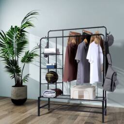 EONLION Heavy Duty Double Rail Clothes Rack 120kg in Black - thumbnail 4