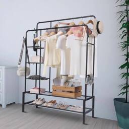 EONLION Heavy Duty Double Rail Clothes Rack 120kg in Black - thumbnail 5