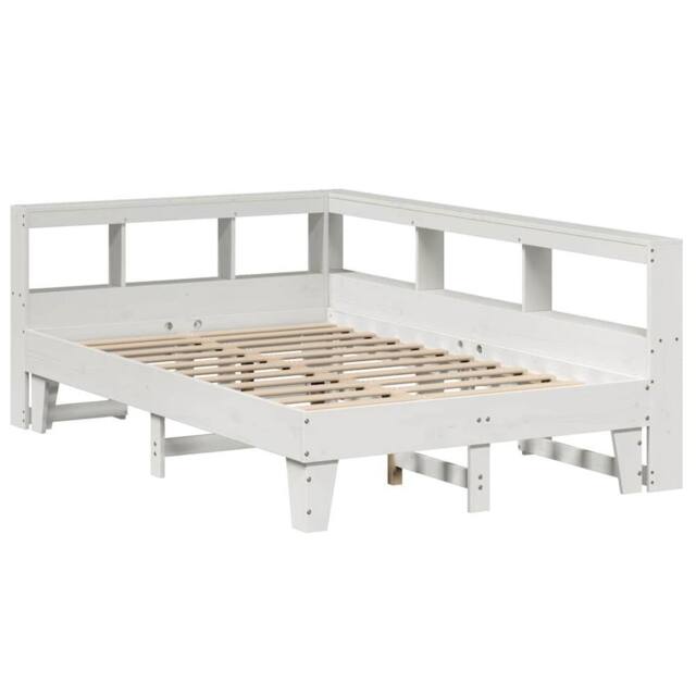 Berkfield Home Decorative Bookcase Bed without Mattress White 140x190cm Solid Wo - Size: 140x190 cm - image 1
