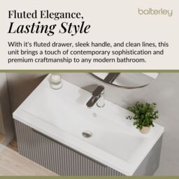 Balterley Fluted Wall Hung 1 Drawer Vanity Basin Unit & Basin 800mm - Satin Grey - thumbnail 4