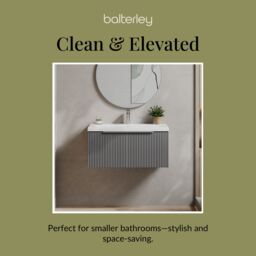 Balterley Fluted Wall Hung 1 Drawer Vanity Basin Unit & Basin 800mm - Satin Grey - thumbnail 7