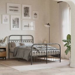 Berkfield Home Metal Bed Frame without Mattress with Footboard Black 120x190cm - Size: 120x190 cm - thumbnail 1