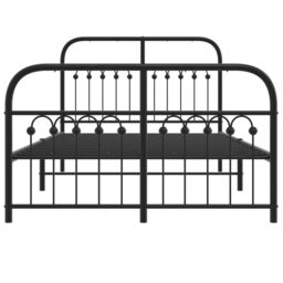 Berkfield Home Metal Bed Frame without Mattress with Footboard Black 120x190cm - Size: 120x190 cm - thumbnail 4