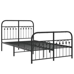 Berkfield Home Metal Bed Frame without Mattress with Footboard Black 120x190cm - Size: 120x190 cm - thumbnail 3