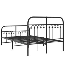 Berkfield Home Metal Bed Frame without Mattress with Footboard Black 120x190cm - Size: 120x190 cm - thumbnail 6