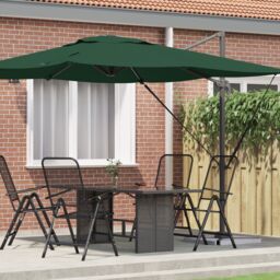 Berkfield Home Cantilever Roma Parasol Green 286x285x265 cm Aluminium - Size: 286 x 285 x 265 cm - thumbnail 1