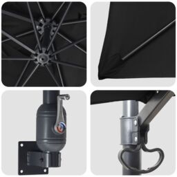 Berkfield Home Patio Umbrella Black Polyester, Steel Large Tiltable - thumbnail 7
