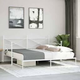 Berkfield Home Durable Daybed with Trundle without Mattress White 100x190 cm Steel - thumbnail 1