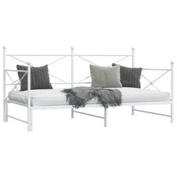 Berkfield Home Durable Daybed with Trundle without Mattress White 100x190 cm Steel - thumbnail 5