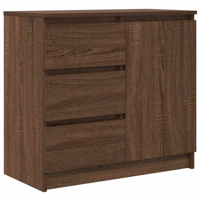 Berkfield Home Sideboard with Drawer Brown Oak 71x35x65 cm Engineered Wood - Size: 71 x 35 x 65 cm - image 1