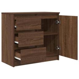 Berkfield Home Sideboard with Drawer Brown Oak 71x35x65 cm Engineered Wood - Size: 71 x 35 x 65 cm - thumbnail 5